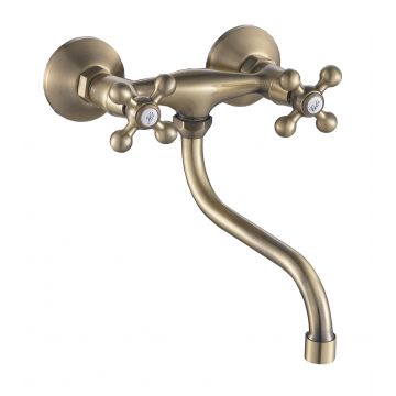 Baterie chiuveta de bucatarie teava medie (15cm) CasaBlanca RETRO BRE5, finisaj bronz lucios