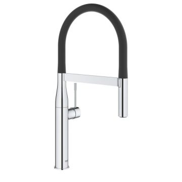 Baterie bucatarie cu pipa flexibila Grohe Essence negru - crom