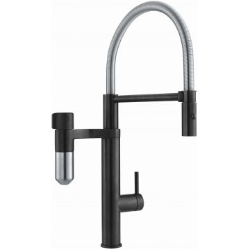 Baterie bucatarie Franke Vital Semi-Pro  pipa flexibila cu 2 jeturi  sistem filtrare integrat  Matte Black