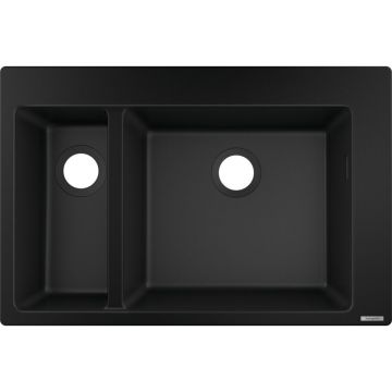 Chiuveta compozit Hansgrohe S51 SilicaTec negru grafit 77x51 cm 2 cuve