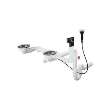 Sifon automat Hansgrohe D17 11 pentru chiuveta din granit cu doua cuve