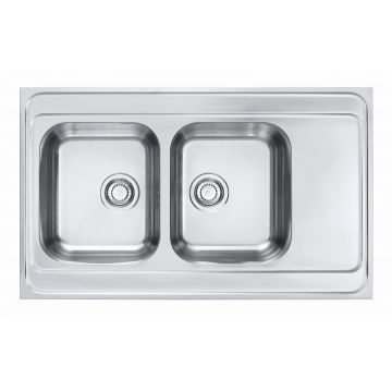Chiuveta bucatarie inox satin cu doua cuve si picurator Alveus Classic Pro 80