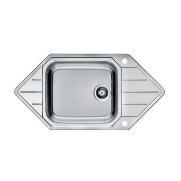Chiuveta bucatarie inox satin cu o cuva si picurator, reversibila, Alveus Praktik 130