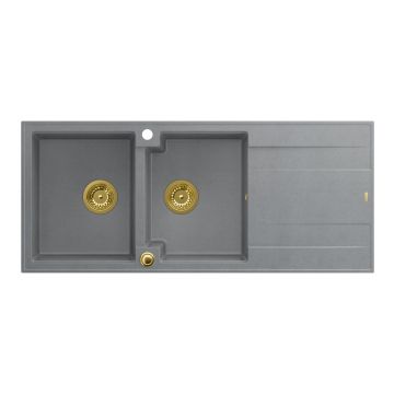 Chiuveta compozit incastrata Quadron Evan 121 gri - auriu 116x50 cm