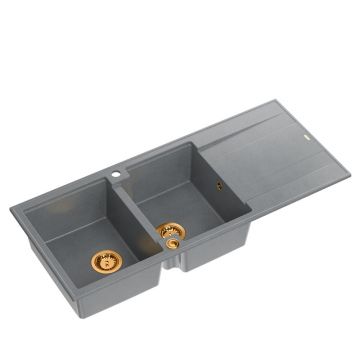 Chiuveta compozit incastrata Quadron Evan 121 gri - cupru 116x50 cm