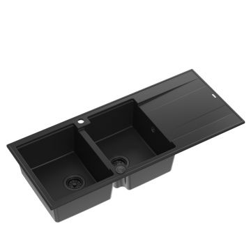 Chiuveta compozit incastrata Quadron Evan 121 negru 116x50 cm