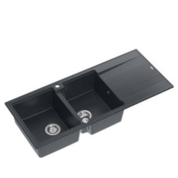 Chiuveta compozit incastrata Quadron Evan 121 negru - inox 116x50 cm