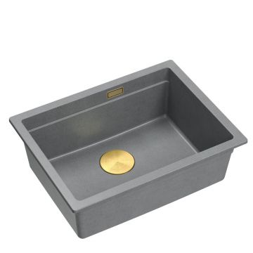 Chiuveta compozit incastrata Quadron Logan 100 gri - auriu 59.5x45.1 cm