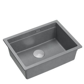Chiuveta compozit incastrata Quadron Logan 100 gri - inox 59.5x45.1 cm