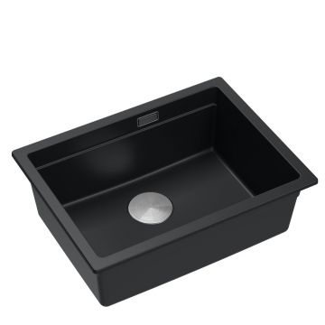 Chiuveta compozit incastrata Quadron Logan 100 negru - inox 59.5x45.1 cm