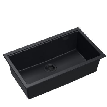 Chiuveta compozit incastrata Quadron Logan 110 negru 76x44 cm
