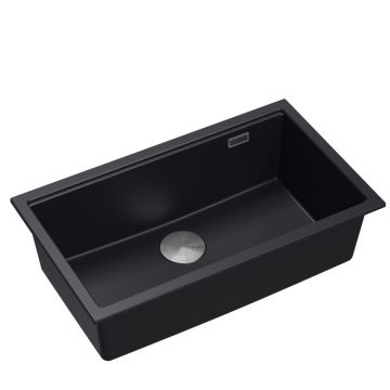 Chiuveta compozit incastrata Quadron Logan 110 negru - inox 76x44 cm