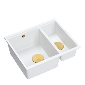 Chiuveta compozit incastrata Quadron Logan 150 alb - auriu 56x46 cm