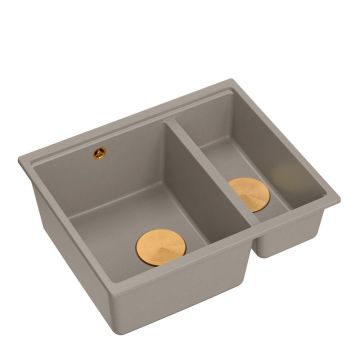 Chiuveta compozit incastrata Quadron Logan 150 bej - cupru 56x46 cm