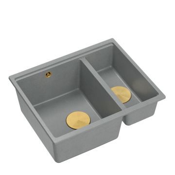 Chiuveta compozit incastrata Quadron Logan 150 gri - auriu 56x46 cm