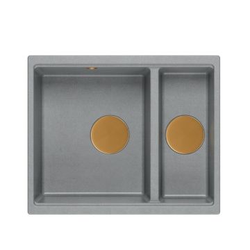 Chiuveta compozit incastrata Quadron Logan 150 gri - cupru 56x46 cm