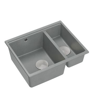 Chiuveta compozit incastrata Quadron Logan 150 gri - inox 56x46 cm
