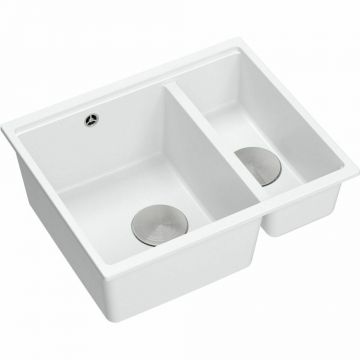 Chiuveta compozit sub blat Quadron Logan 150 alb - inox 56x46 cm