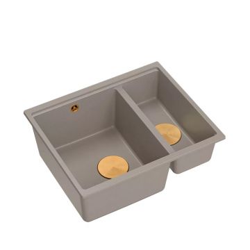 Chiuveta compozit sub blat Quadron Logan 150 bej - cupru 56x46 cm