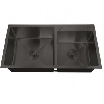 Chiuveta de bucatarie din inox MIXXUS HM7849D-215 NANO-BLACK (3.0 0.8)