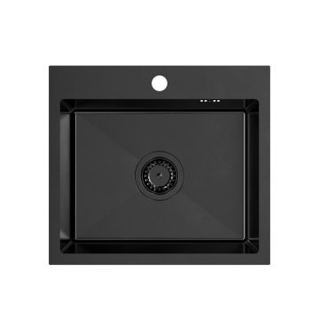 Chiuveta inox incastrata negru Quadron Luke 100 50x45 cm