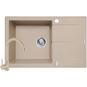 Set Chiuveta bucatarie + Baterie Eco Bello Keros 1B 1D 76x48 Beige
