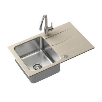 Set chiuveta bucatarie Quadron Pop Michael 111 si baterie Kate inox - bej 78x48 cm