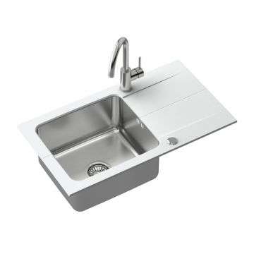 Set chiuveta bucatarie Quadron Steiner Edward 111 si baterie Kate inox - alb 78x44 cm
