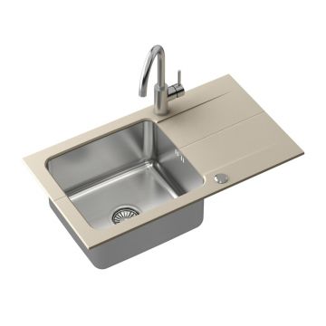 Set chiuveta bucatarie Quadron Steiner Edward 111 si baterie Kate inox - bej 78x44 cm