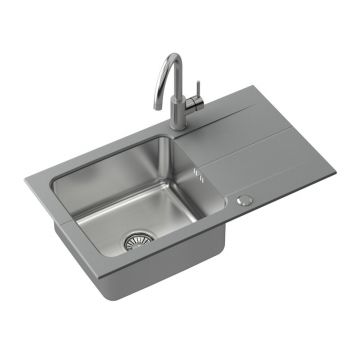 Set chiuveta bucatarie Quadron Steiner Edward 111 si baterie Kate inox - gri 78x44 cm