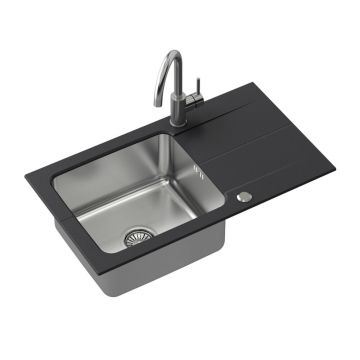 Set chiuveta bucatarie Quadron Steiner Edward 111 si baterie Kate inox - negru 78x44 cm