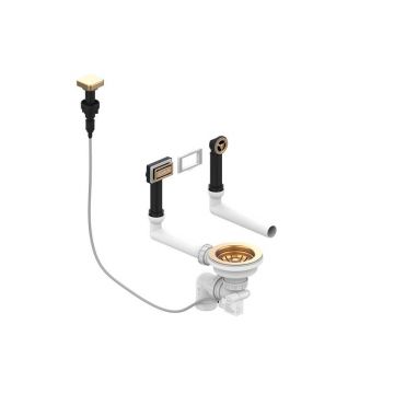 Sifon chiuveta bucatarie cu preaplin si ventil cu dop automat culoare bronz Alveus Monarch
