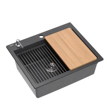 Statie de lucru incastrata Quadron Kurt 110 negru - inox 59.5x50 cm