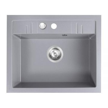 Chiuveta granit, Ferro, Mezzo II, dreptunghiulara, 1 cuva, 580x480 mm, gri