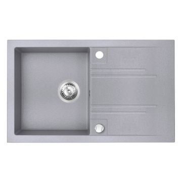 Chiuveta granit, Ferro, Mezzo II, dreptunghiulara, 1 cuva cu picurator, 78 x 48 cm, gri