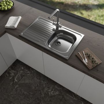 Chiuveta pentru blat  DE 102 Leinen  760 x 435 x 0 5  dreapta