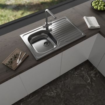Chiuveta pentru blat  DE 102 Leinen  760 x 435 x 0 5  stanga