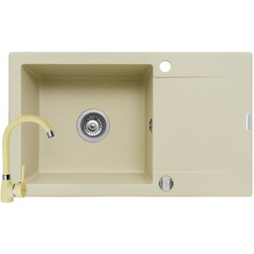 Pachet chiuveta granit MIDO PLUS + Baterie BELLO Crem