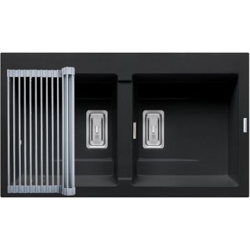 Set Chiuveta Granit + Suport multifunctional ROLL UP KARTESIO 86x50 2B Black