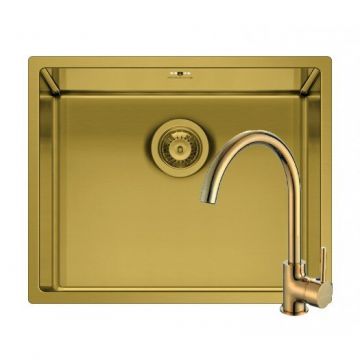 Set Chiuveta Inox + Baterie ECO BELLO ASTRIS COLORA 50x40 1B Gold