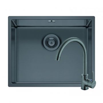 Set Chiuveta Inox + Baterie ECO BELLO ASTRIS COLORA 50x40 1B Gun Metal