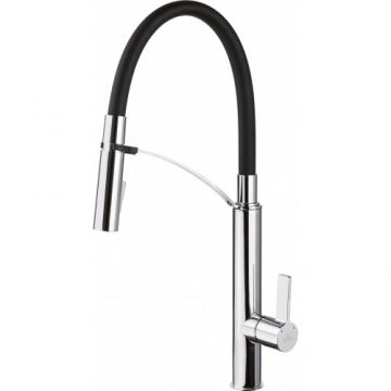 Baterie bucatarie Deante Gerbera, negru, cu dus extractibil - Culoare Negru