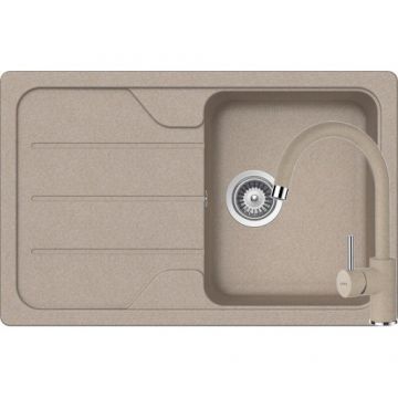 Chiuveta Bucatarie De Granit - Schock FORMHAUS D-100S + baterie PLUTOS + cos scurgere ajustabil cadou - Culoare Sabbia