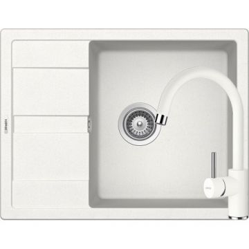 Chiuveta Bucatarie De Granit - Schock RONDA D-100L + baterie PLUTOS + cos scurgere ajustabil cadou - Culoare alpina