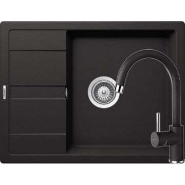 Chiuveta Bucatarie De Granit - Schock RONDA D-100L + baterie PLUTOS - Culoare Nero