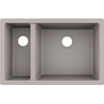 Chiuveta bucatarie Hansgrohe S510-U635 SilicaTec 180/450 cu 2 cuve inegale 45x71x19cm montare sub blat concrete grey