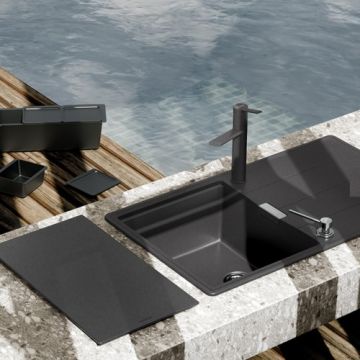 Chiuveta bucatarie Schock Tia D-100 + cos scurgere ajustabil cadou - Dimensiune 860x500 mm