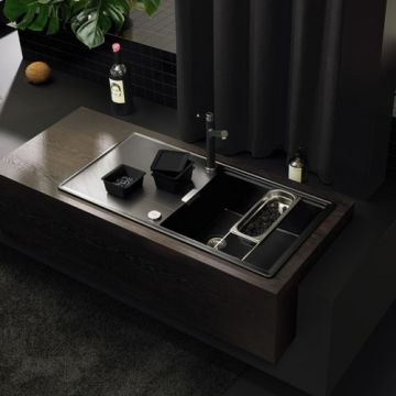 Chiuveta bucatarie Schock Tia D-100L + cos scurgere ajustabil cadou - Dimensiune 1000x500 mm