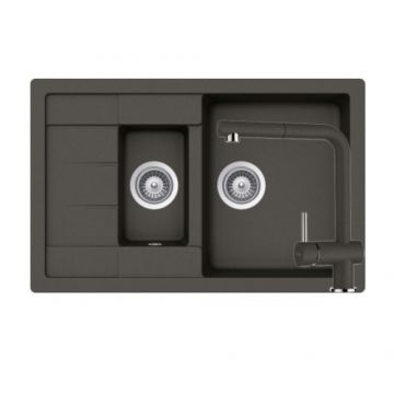 Chiuveta De Bucatarie Granit - Schock MANHATTAN D-150S + baterie EPOS Extensibila - Culoare asphalt