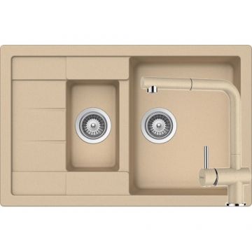 Chiuveta De Bucatarie Granit - Schock MANHATTAN D-150S + baterie EPOS Extensibila - Culoare moonstone